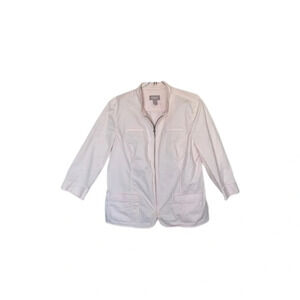 Chico’s Light Pink Casual Full Zip 3/4 Sleeve Cotton Blend Jacket Women’s Large